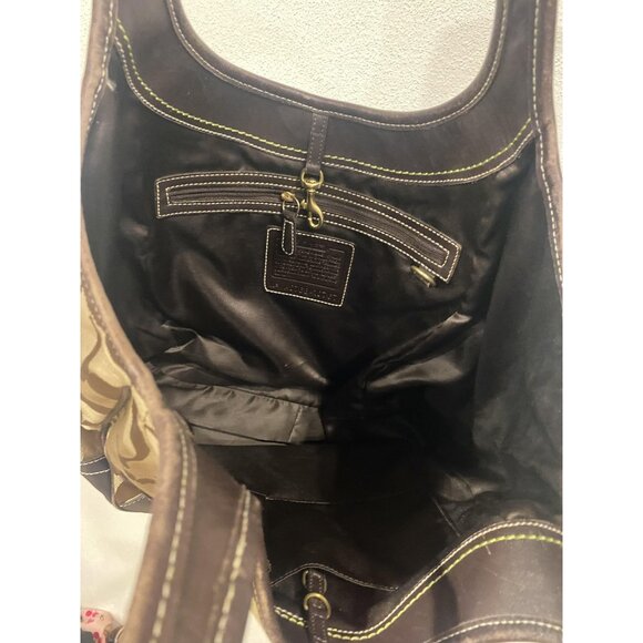 Coach Hobo Bag Womens Large Brown Signature Avary Canvas Leather Purse F13805 - Picture 7 of 7